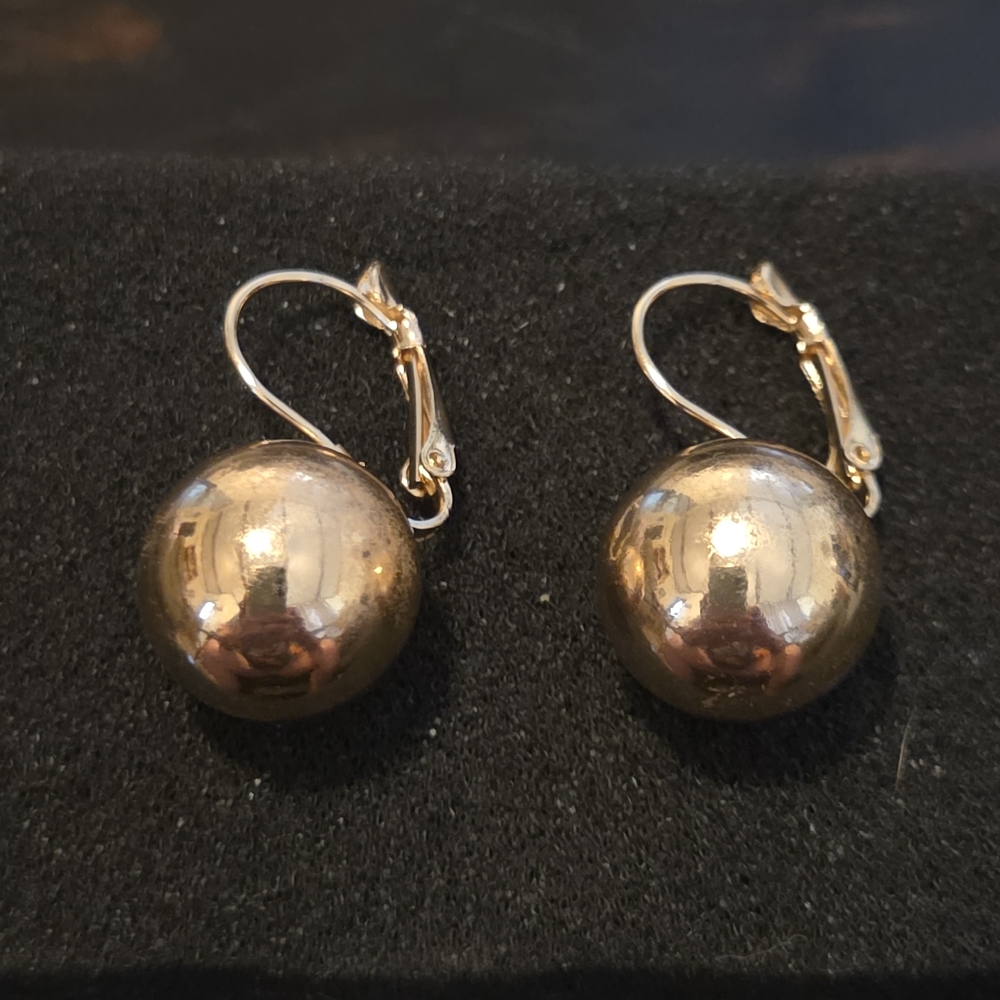 Gold Spherical Drop Earrings